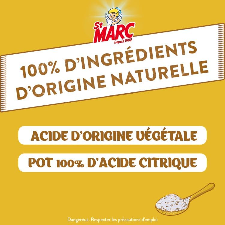 St Marc Acide Citrique Nettoyant Multi-Usage 100% d'Origine Naturelle - 500 g Hydrolab France