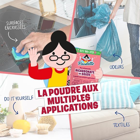 Paulette - Bicarbonate de Soude - Nettoyant Multi-Usage Authentique - 500g | Nettoie, Ravive les Couleurs, Neutralise les Odeurs - 100% d'Ingrédients d'Origine Naturelle - Ecocert - Marque Française Hydrolab France