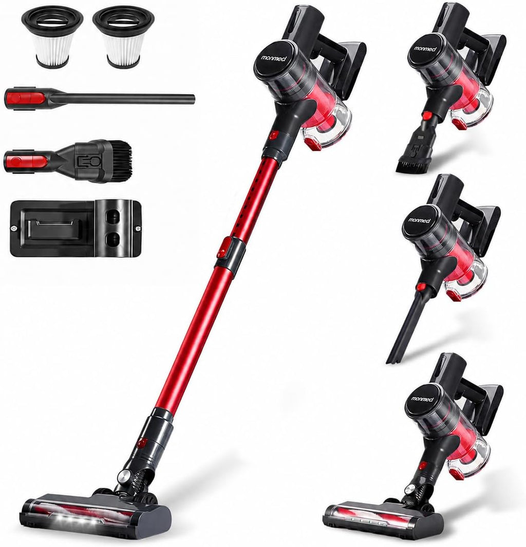Aspirateur Balai sans Fil, 49 Min / Tube Télescopique / Léger / Filtre HEPA | Aspirateur Balai 4-en-1, 150 W / 2 Vitesses / Brosse LED / Ultra Léger / 1 L, pour Tapis, Sols Durs, Poils d’Animaux,Voiture Hydrolab France