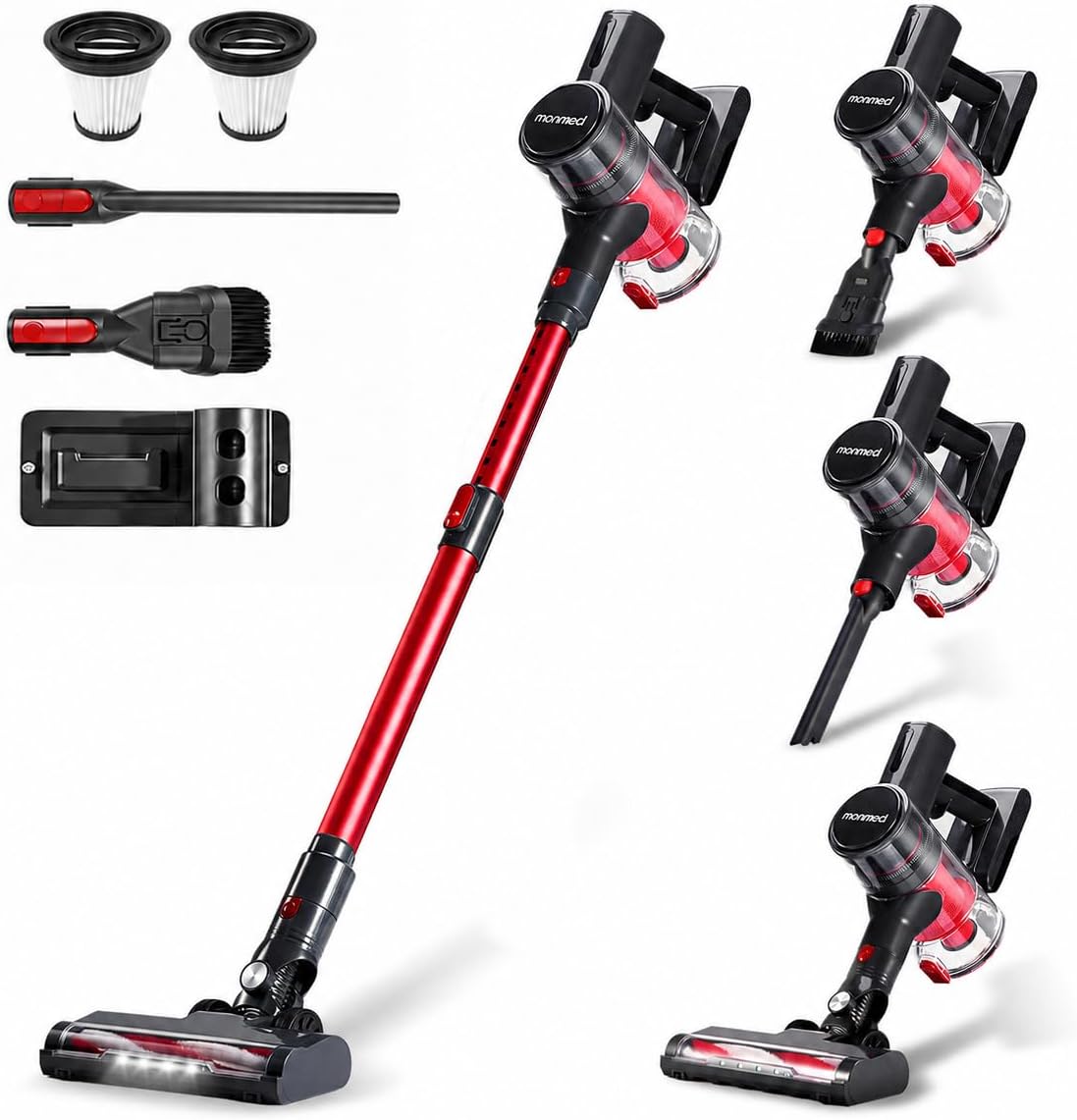 Aspirateur Balai sans Fil, 49 Min / Tube Télescopique / Léger / Filtre HEPA | Aspirateur Balai 4-en-1, 150 W / 2 Vitesses / Brosse LED / Ultra Léger / 1 L, pour Tapis, Sols Durs, Poils d’Animaux,Voiture Hydrolab France