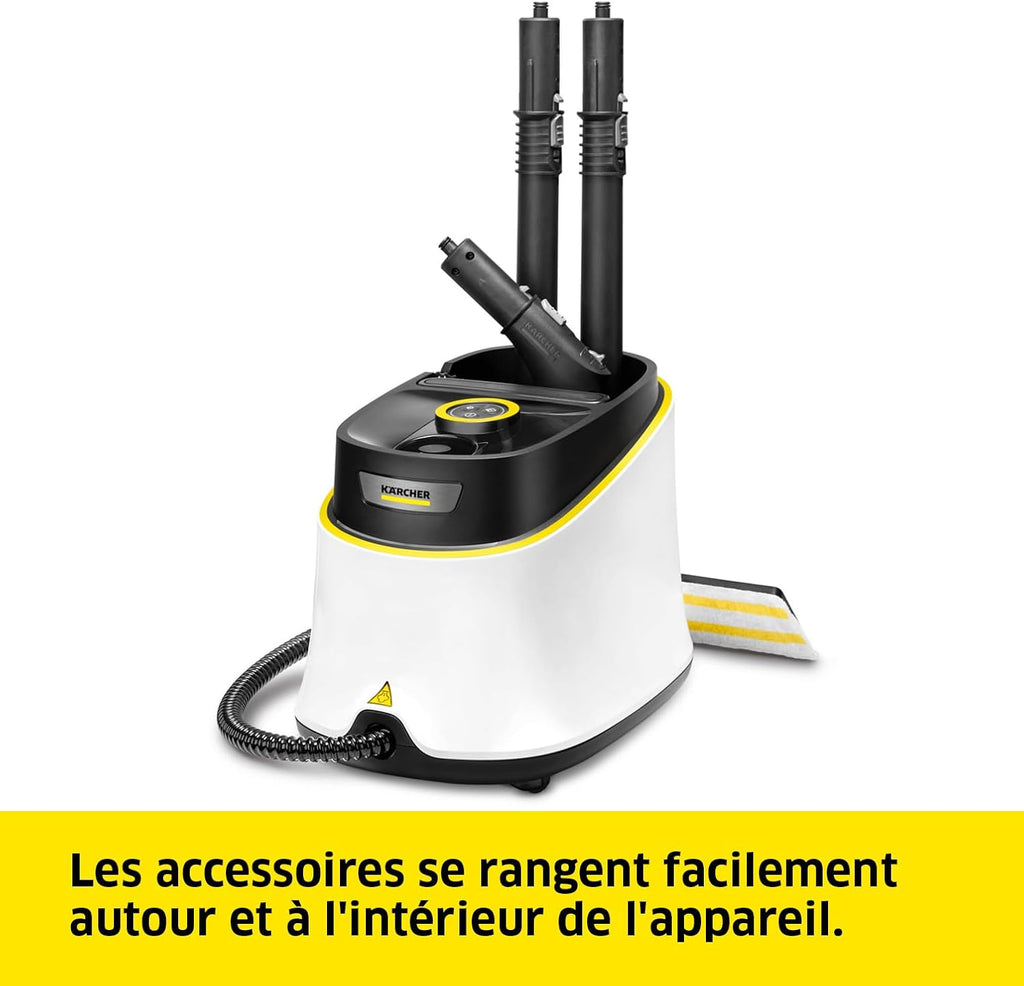 Kärcher Nettoyeur Vapeur SC 3 Deluxe, Pression Vapeur : 3,5 bar, Préchauffage : 30 s, Puissance : 1 900 W, Surface : 75 m², Réservoir : 1 l, avec Kit de Nettoyage de Sol, Buses et Brosse Ronde Hydrolab France