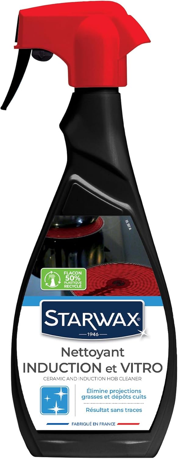 STARWAX Nettoyant Quotidien pour Vitrocéramique et Induction - 500ml -Idéal pour Nettoyer les Plaques en Vitrocéramique et Enduction - Le Support Brillant - Sans Trace Hydrolab France