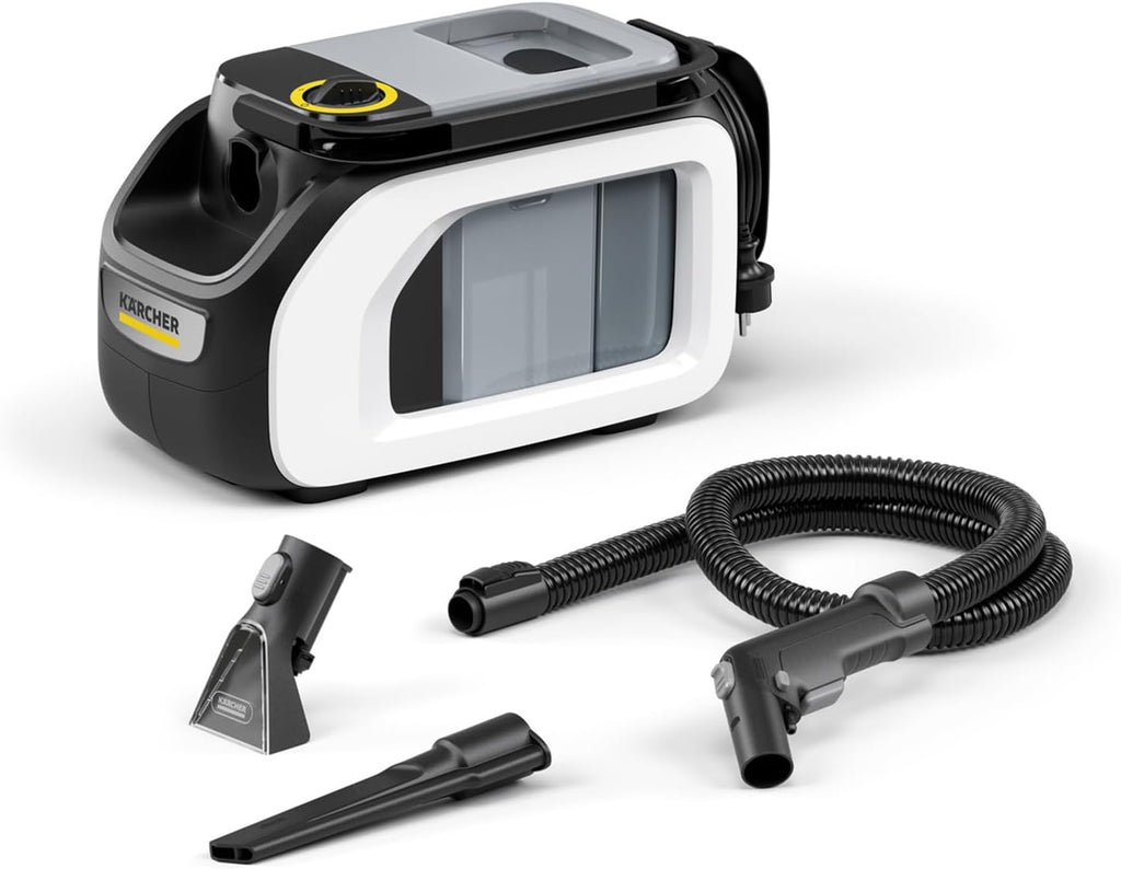 KÄRCHER Shampouineuse SE 3 Compact, Aspiration : 500W, Réservoir Eau : 1,7L, Surface : 2,76m2, Poids : 4,1kg, Flexible d'Aspiration, Buses de Lavage : Tissus et Fentes Hydrolab France