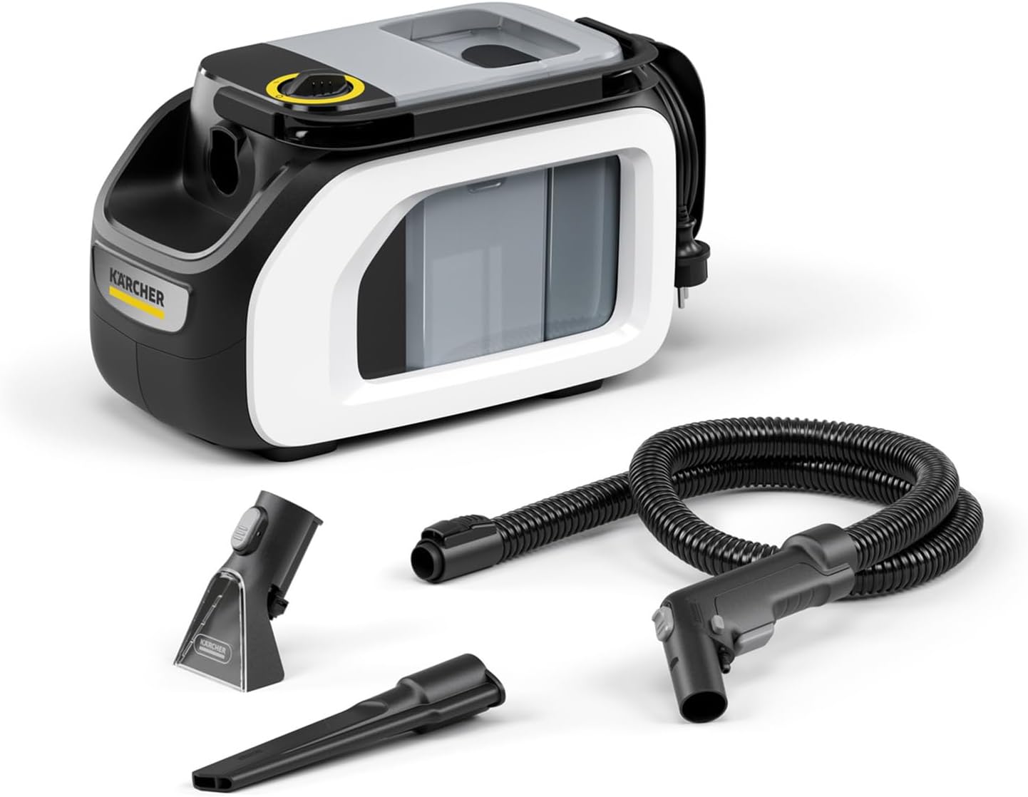 KÄRCHER Shampouineuse SE 3 Compact, Aspiration : 500W, Réservoir Eau : 1,7L, Surface : 2,76m2, Poids : 4,1kg, Flexible d'Aspiration, Buses de Lavage : Tissus et Fentes Hydrolab France