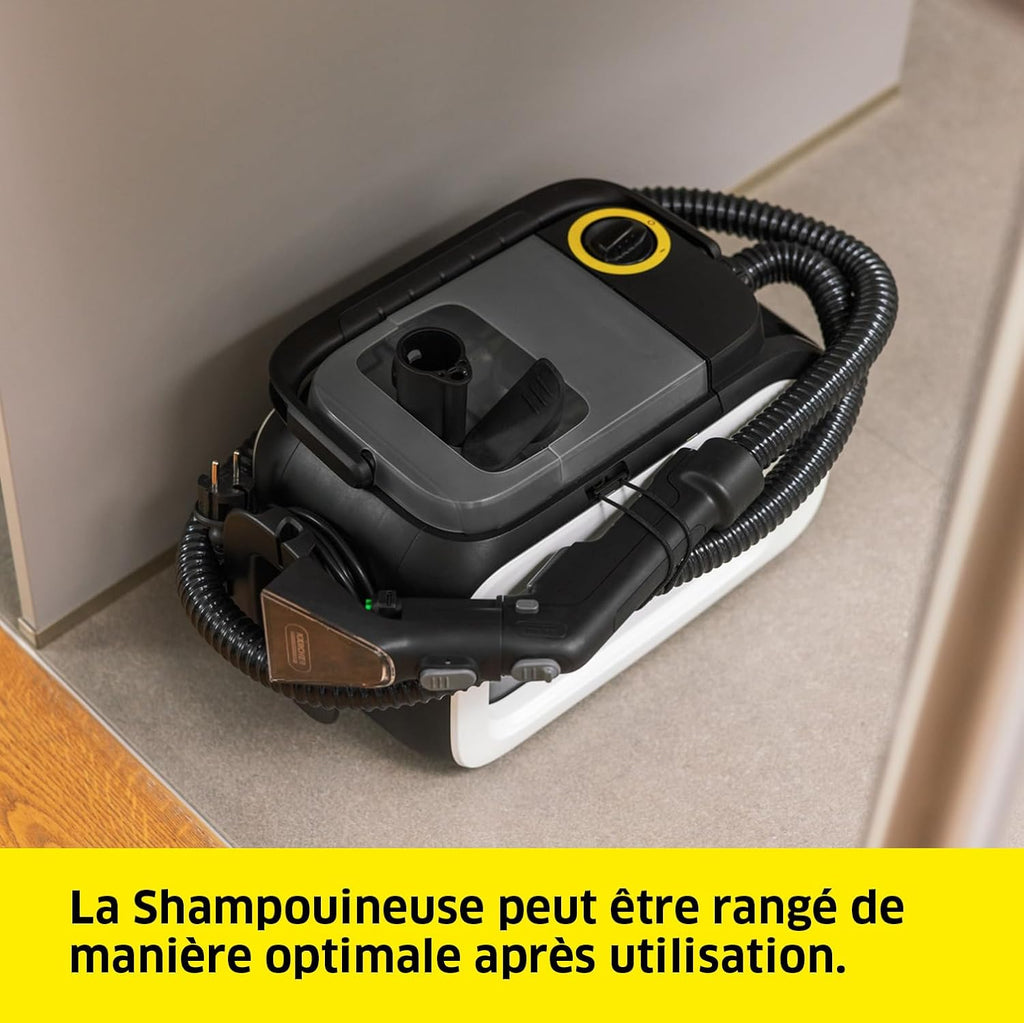 KÄRCHER Shampouineuse SE 3 Compact, Aspiration : 500W, Réservoir Eau : 1,7L, Surface : 2,76m2, Poids : 4,1kg, Flexible d'Aspiration, Buses de Lavage : Tissus et Fentes Hydrolab France