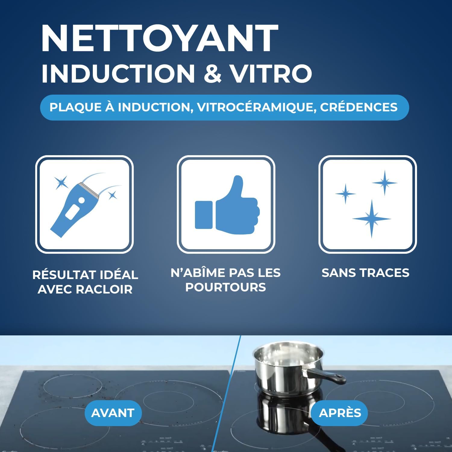STARWAX Nettoyant Quotidien pour Vitrocéramique et Induction - 500ml -Idéal pour Nettoyer les Plaques en Vitrocéramique et Enduction - Le Support Brillant - Sans Trace Hydrolab France
