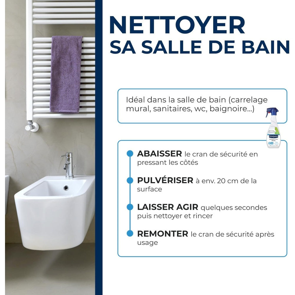 STARWAX - Nettoyant javel pour salle de bain - Nettoie et dégraisse 500ml Hydrolab France