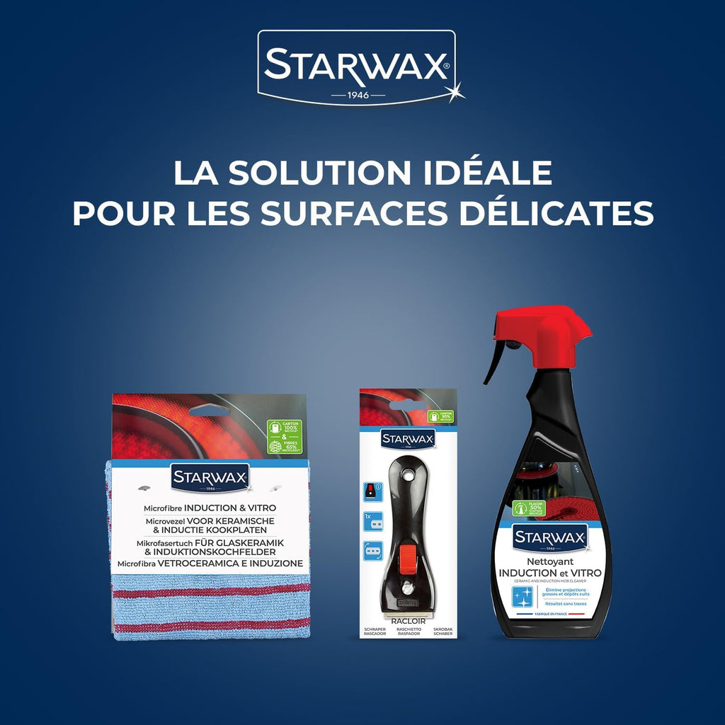 STARWAX Nettoyant Quotidien pour Vitrocéramique et Induction - 500ml -Idéal pour Nettoyer les Plaques en Vitrocéramique et Enduction - Le Support Brillant - Sans Trace Hydrolab France
