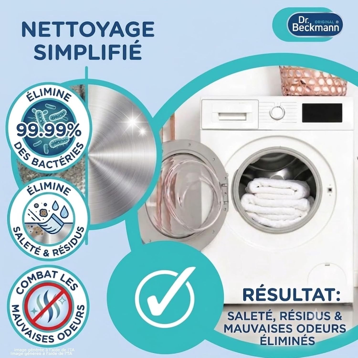 Dr. Beckmann Nettoyant & Hygiène Lave-Linge | Désinfecte et élimine durablement les mauvaises odeurs | 250g (lot de 1) Hydrolab France