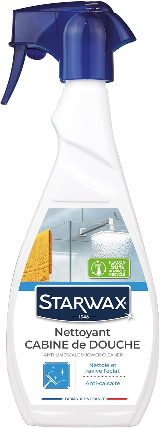 STARWAX Nettoyant Anti-calcaire pour Cabine de Douche 500ml | Nettoie élimine le calcaire et fait briller bac de douche pare-douche robinetterie et carrelage mural, ne raye pas Hydrolab France