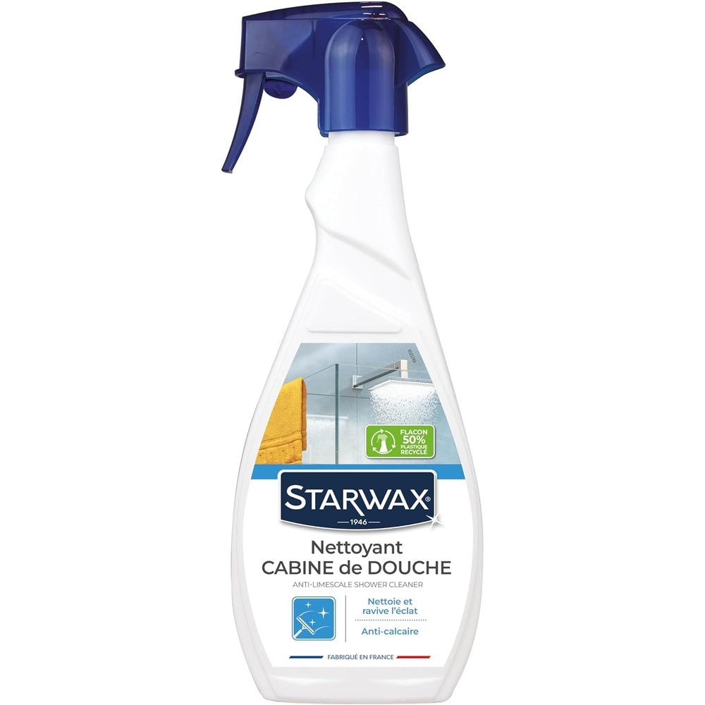 STARWAX Nettoyant Anti-calcaire pour Cabine de Douche 500ml | Nettoie élimine le calcaire et fait briller bac de douche pare-douche robinetterie et carrelage mural, ne raye pas Hydrolab France