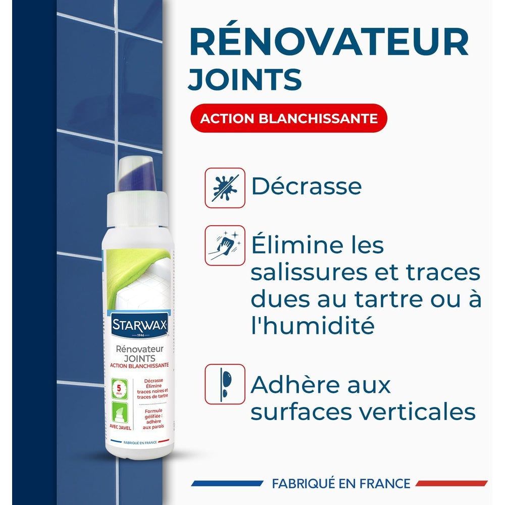STARWAX Rénovateur joints action blanchissante à la Javel 250ml Hydrolab France