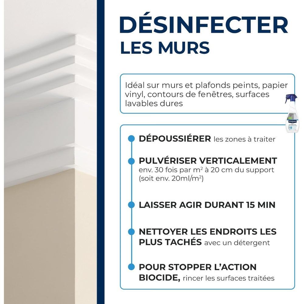 STARWAX Anti-moisissures pour murs et pièces à vivre 500ml Hydrolab France