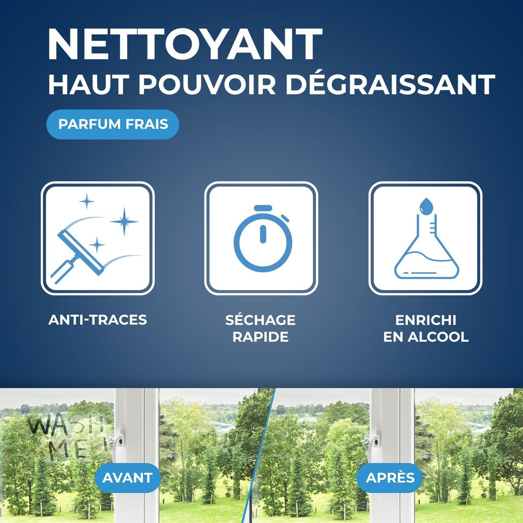STARWAX Nettoyant spécial vitres et miroirs 500ml | Nettoie vitres miroirs et pare-brises sans trace, séchage rapide, anti-réencrassement, parfum verveine citron Hydrolab France