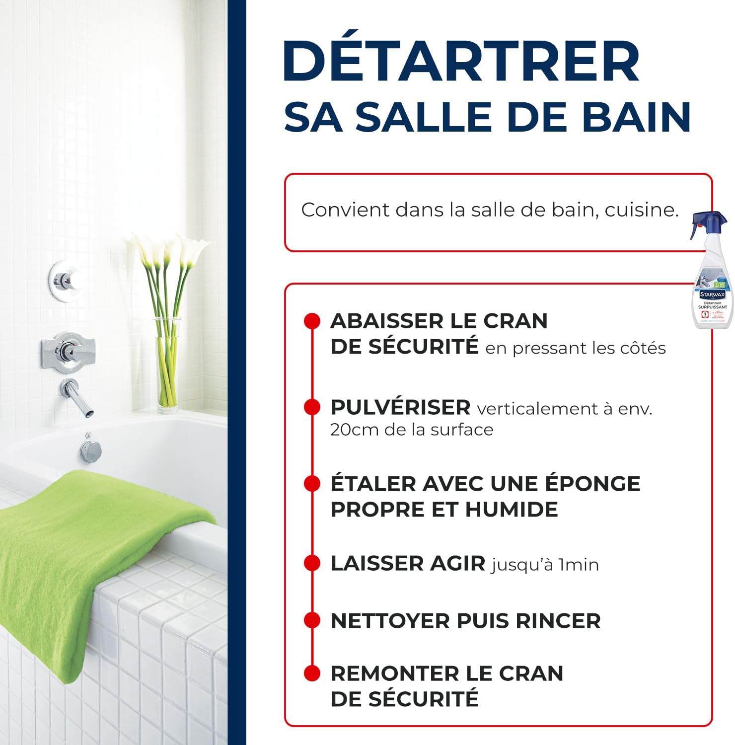 STARWAX Détartrant surpuissant pour salle de bains 500ml Hydrolab France