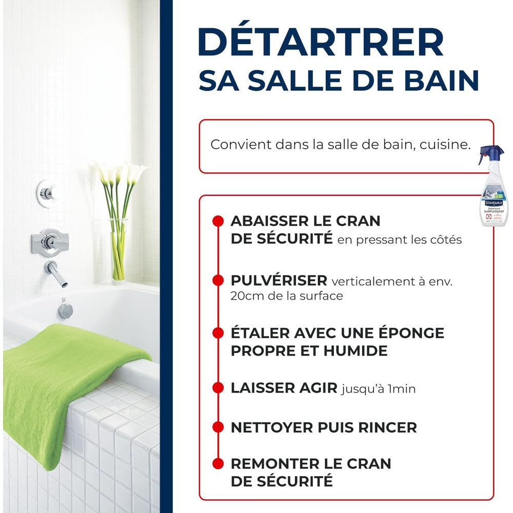 STARWAX Détartrant surpuissant pour salle de bains 500ml Hydrolab France