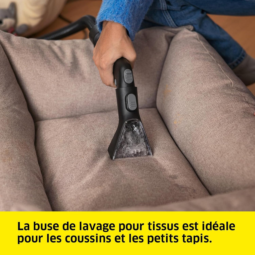KÄRCHER Shampouineuse SE 3 Compact, Aspiration : 500W, Réservoir Eau : 1,7L, Surface : 2,76m2, Poids : 4,1kg, Flexible d'Aspiration, Buses de Lavage : Tissus et Fentes Hydrolab France
