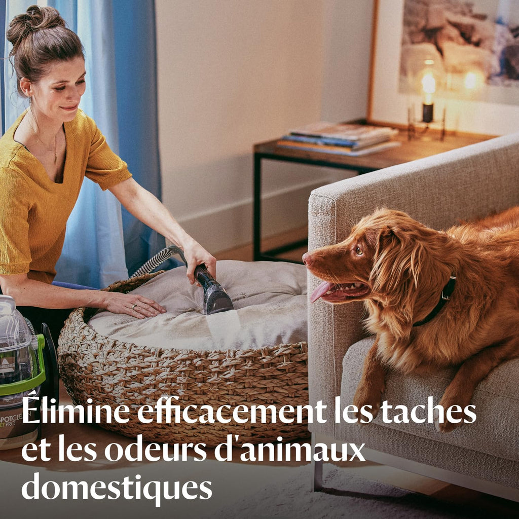 BISSELL SpotClean Pet Pro Shampouineuse Canapé 750W 15585 | Idéal pour les propriétaires d'animaux, nettoyeur pour tapis, moquettes, meubles, tissus, voiture et plus Hydrolab France