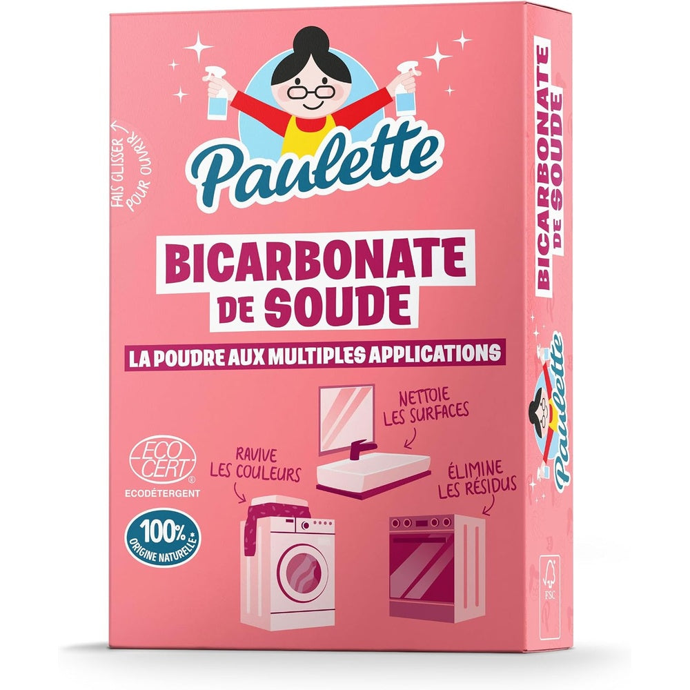 Paulette - Bicarbonate de Soude - Nettoyant Multi-Usage Authentique - 500g | Nettoie, Ravive les Couleurs, Neutralise les Odeurs - 100% d'Ingrédients d'Origine Naturelle - Ecocert - Marque Française Hydrolab France