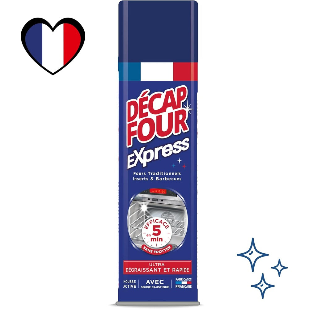 DECAPFOUR Express - Ultra-Dégraissant et Rapide - Mousse Active - Idéal pour Fours Traditionnels, Inserts et Barbecues - Super Puissant - Efficace en 5 min - Fabriqué en France - Aérosol 500 mL Hydrolab France