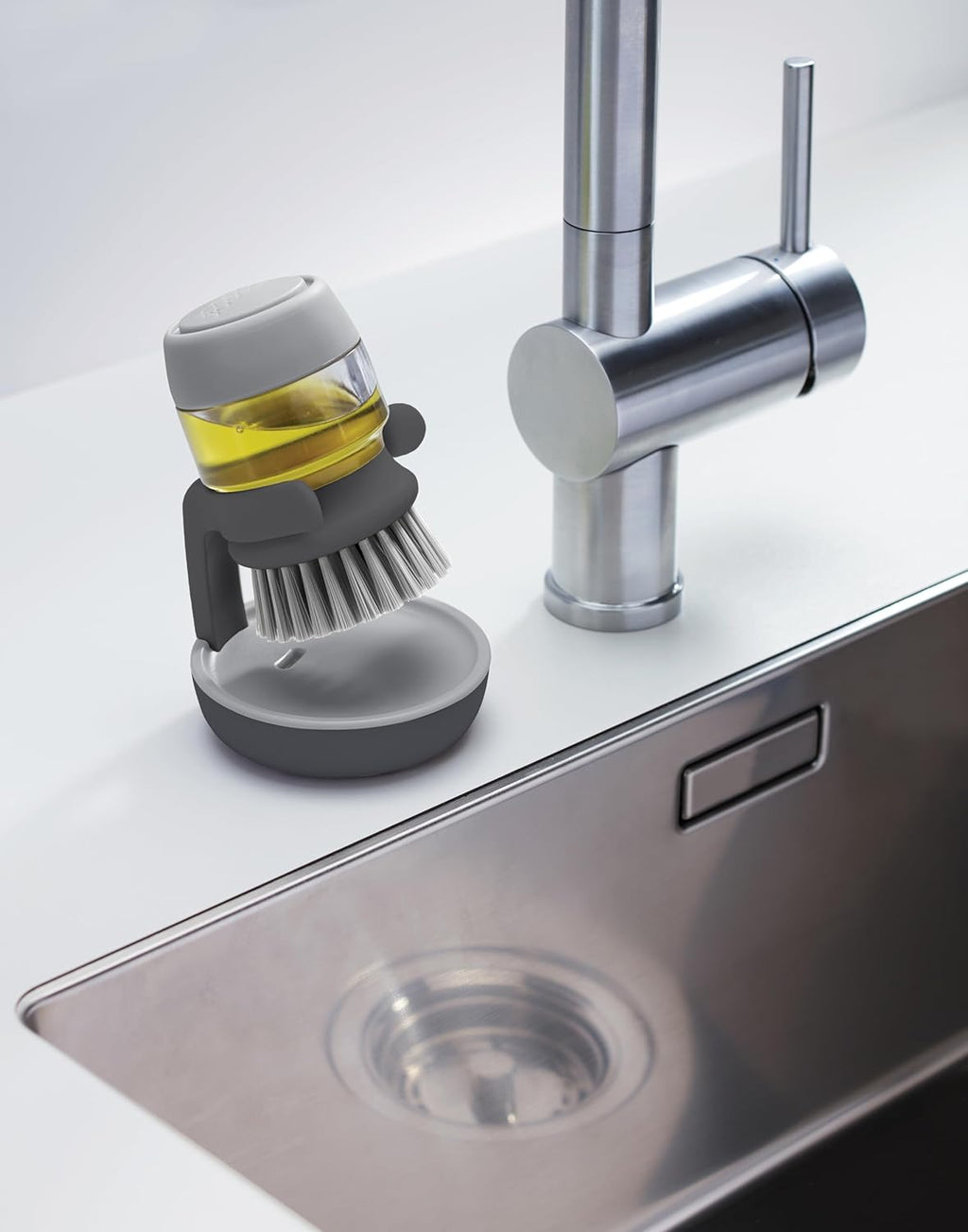 Brosse à Vaisselle avec Distributeur de Liquide Vaisselle Rechargeable et Support de Rangement Hydrolab France