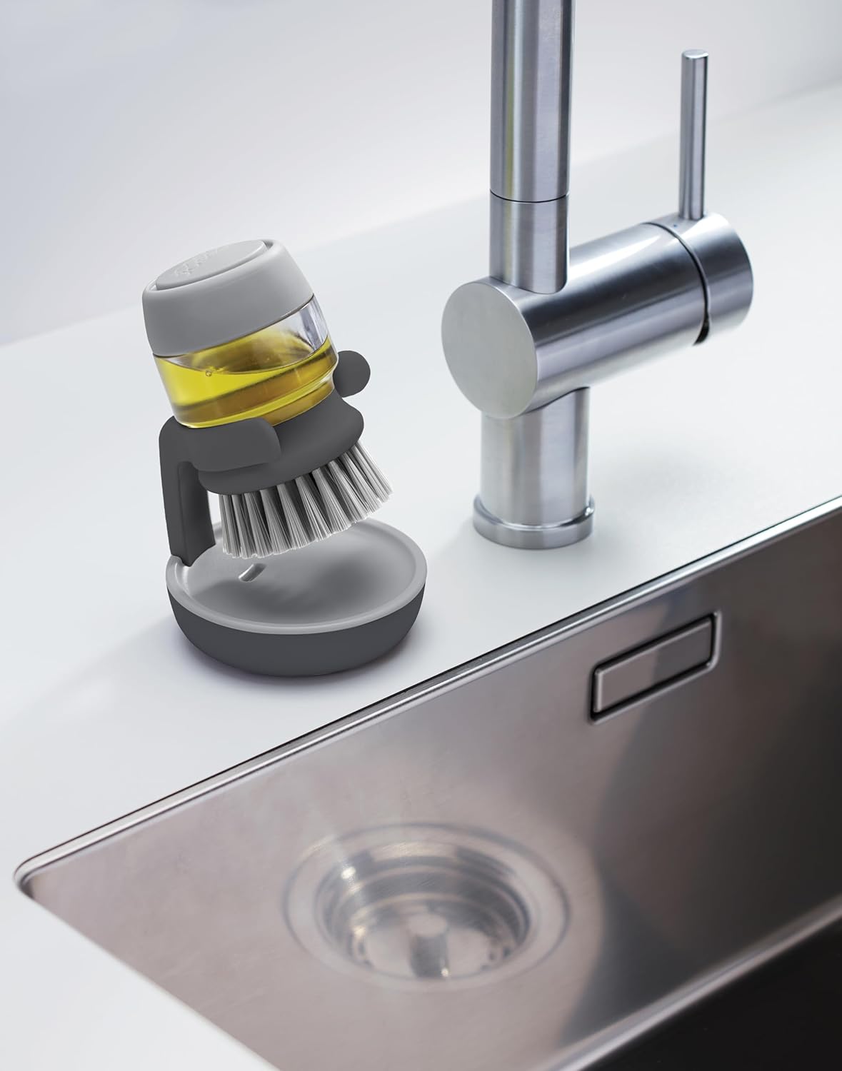 Brosse à Vaisselle avec Distributeur de Liquide Vaisselle Rechargeable et Support de Rangement Hydrolab France