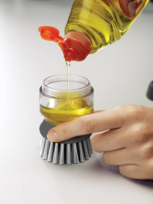 Brosse à Vaisselle avec Distributeur de Liquide Vaisselle Rechargeable et Support de Rangement Hydrolab France
